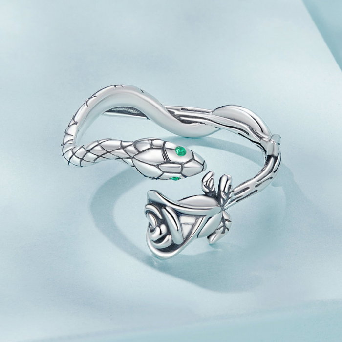 Inel argint cu sarpe si trandafir [5]