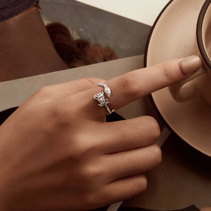 Inel argint cu sarpe si trandafir [6]