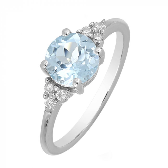 Inel argint cu topaz cer albastru si 6 cristale de zirconiu alb - IVA0084 [1]