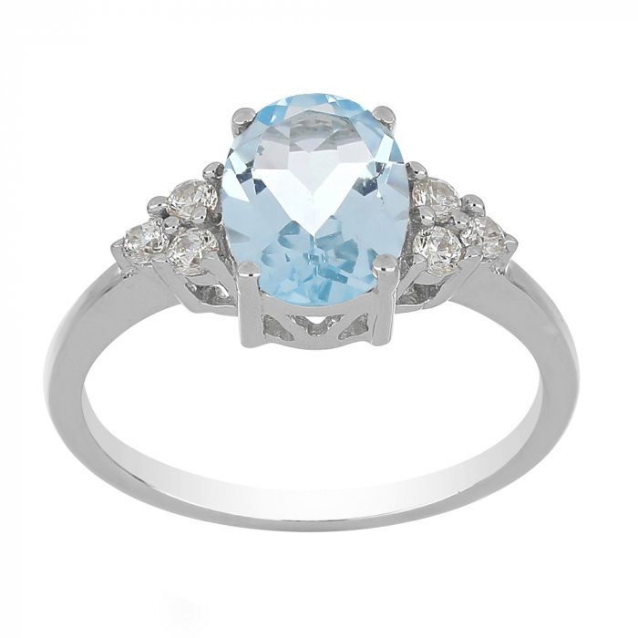Inel argint cu topaz cer albastru si 6 cristale de zirconiu alb - IVA0105 [2]