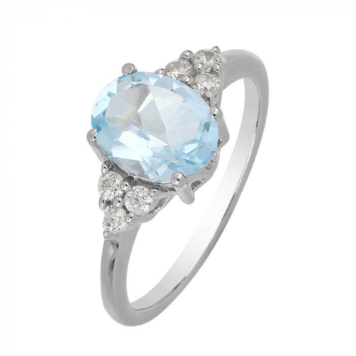Inel argint cu topaz cer albastru si 6 cristale de zirconiu alb - IVA0105 [1]