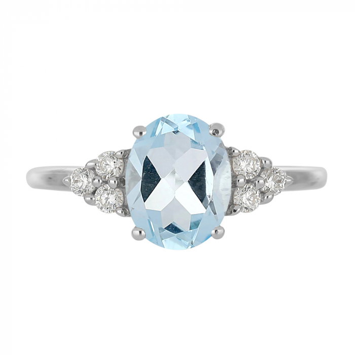 Inel argint cu topaz cer albastru si 6 cristale de zirconiu alb - IVA0105 [4]