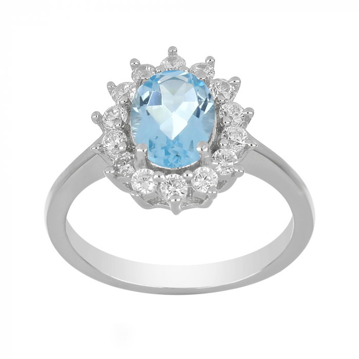 Inel argint cu topaz si cristale de zirconiu alb - IVA0096 [2]