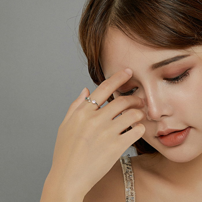 Inel argint cu zirconii colorate, reglabil [6]
