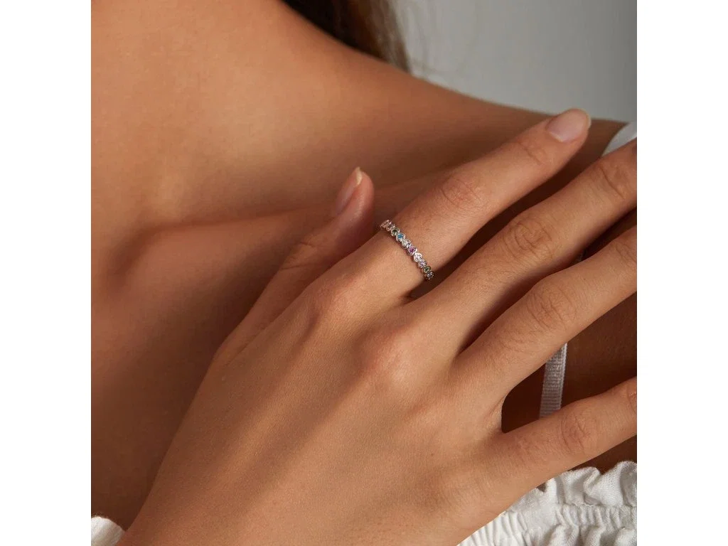 Inel argint cu zirconii colorate [2]