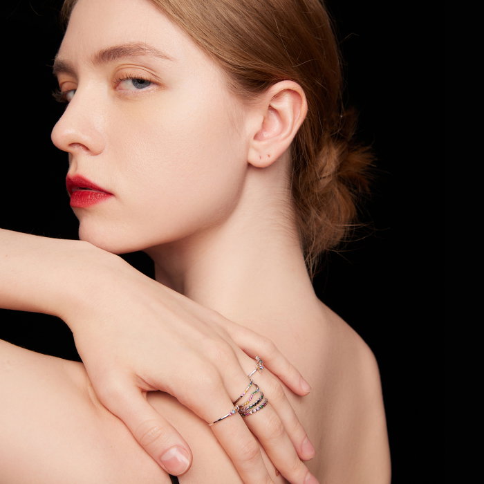 Inel argint cu zirconii colorate [6]