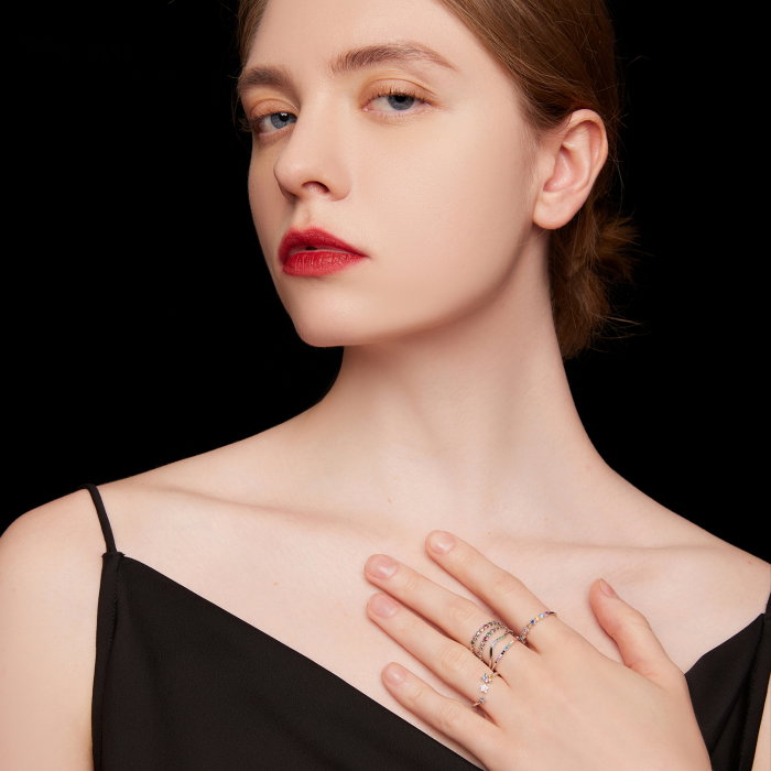 Inel argint cu zirconii colorate [7]