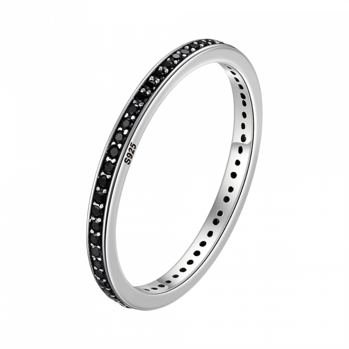 Inel argint cu zirconii negre [1]