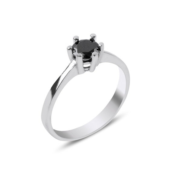 Inel argint cu zirconiu negru - Solitaire [1]
