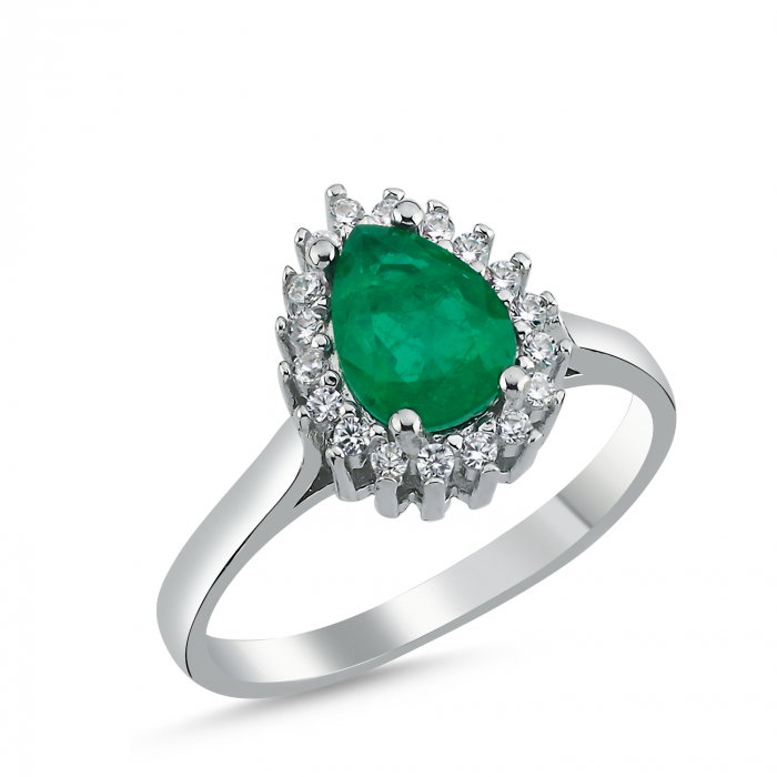 Inel argint cu zirconiu picatura verde [1]