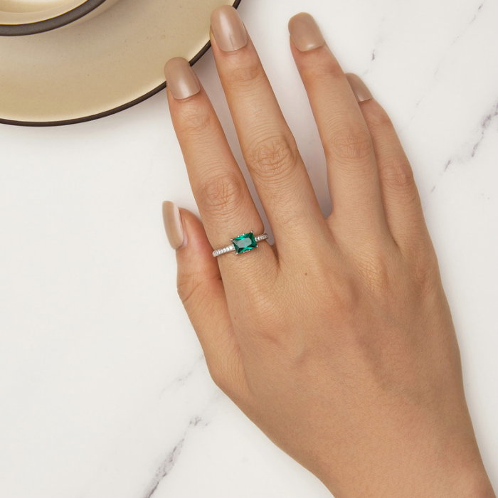 Inel argint cu zirconiu smarald [6]