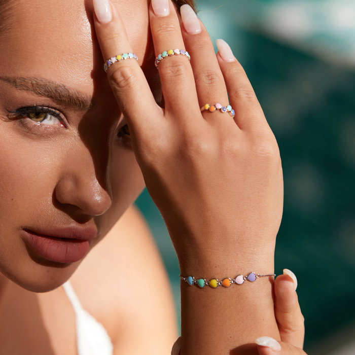 Inel argint curcubeu de inimioare [14]