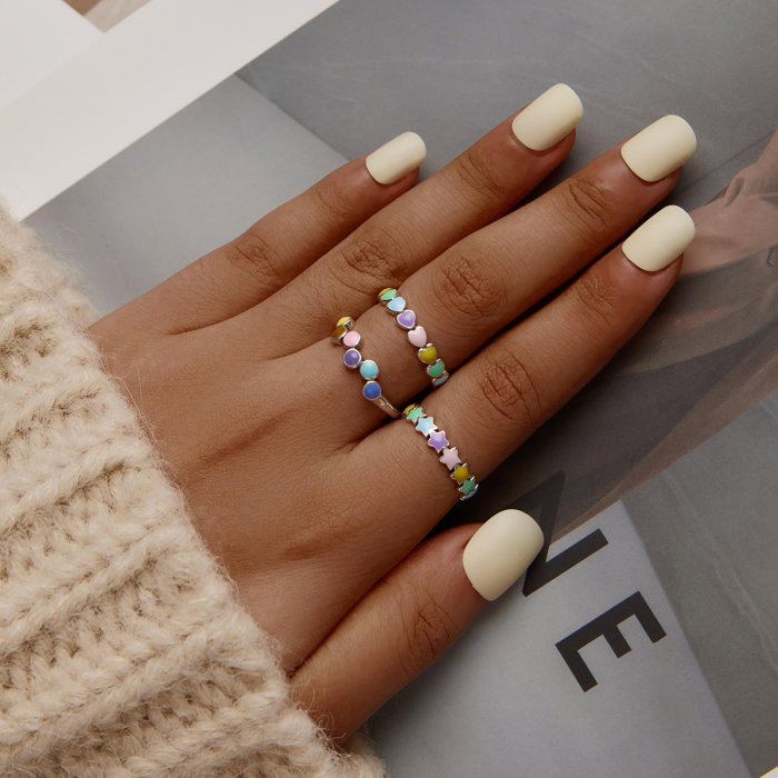 Inel argint curcubeu de inimioare [4]