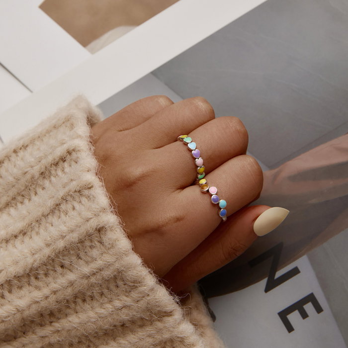 Inel argint curcubeu de inimioare [12]