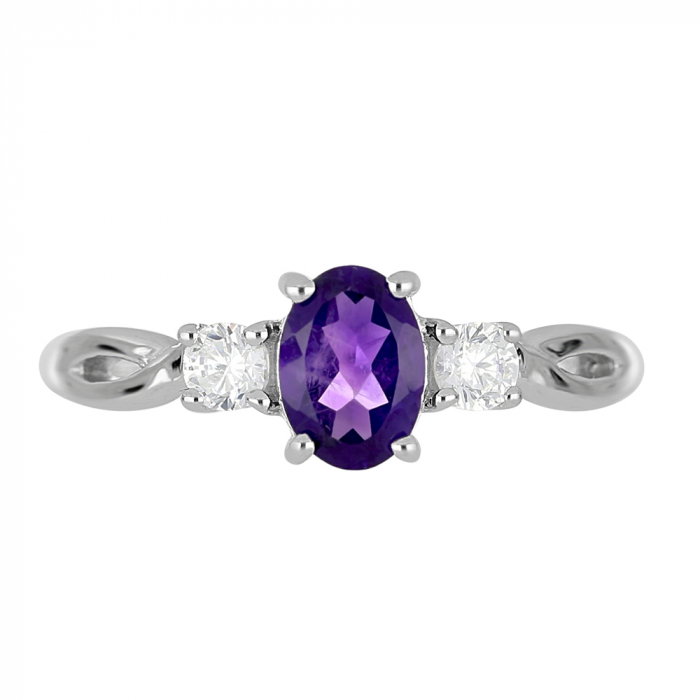 Inel argint elegant cu ametist si zirconiu alb - IVA0085 [3]