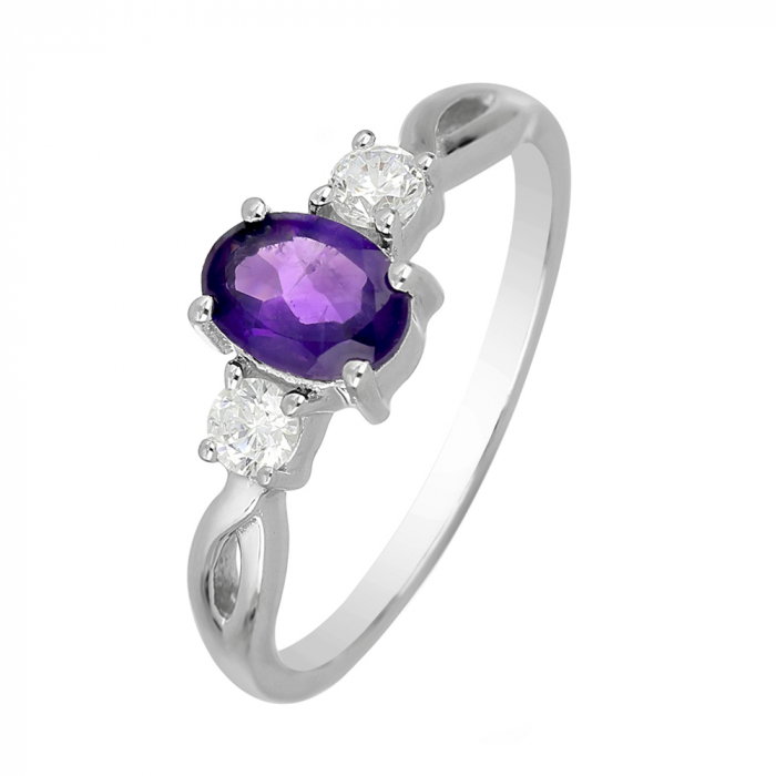 Inel argint elegant cu ametist si zirconiu alb - IVA0085 [1]