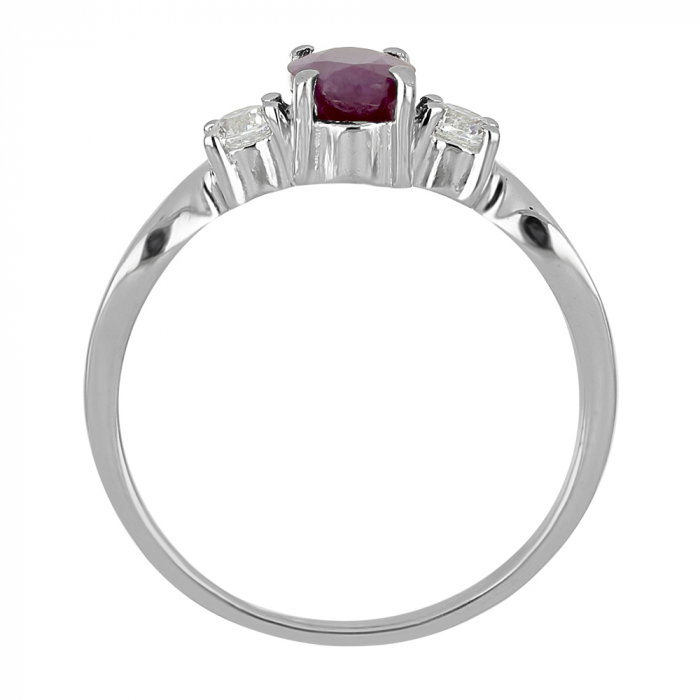 Inel argint elegant cu rubin si zirconiu alb - IVA0089 [4]