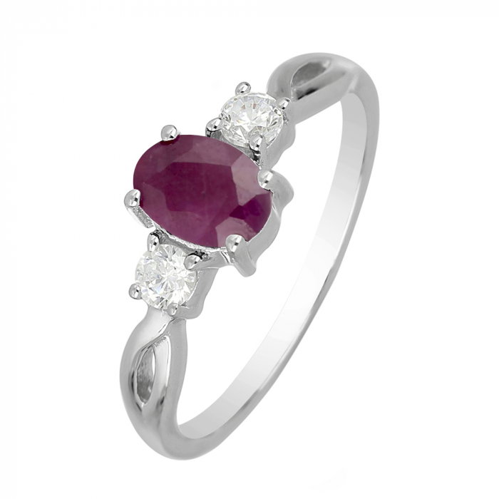 Inel argint elegant cu rubin si zirconiu alb - IVA0089 [1]