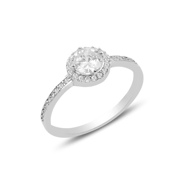 Inel argint elegant cu zirconii albe, placat cu rodiu [1]