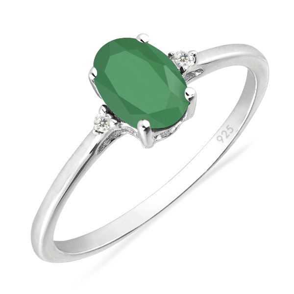 Inel argint Elisabeta, 925, cu agat verde si zirconiu alb - IVA0050 [1]