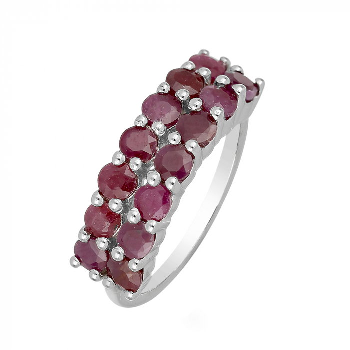 Inel argint Eternity cu 2 randuri de pietre de rubin - IVA0102 [1]