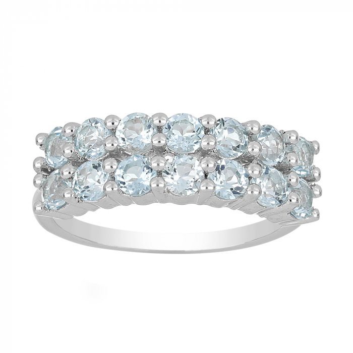 Inel argint Eternity cu 2 randuri de pietre topaz cer albastru - IVA0103 [2]