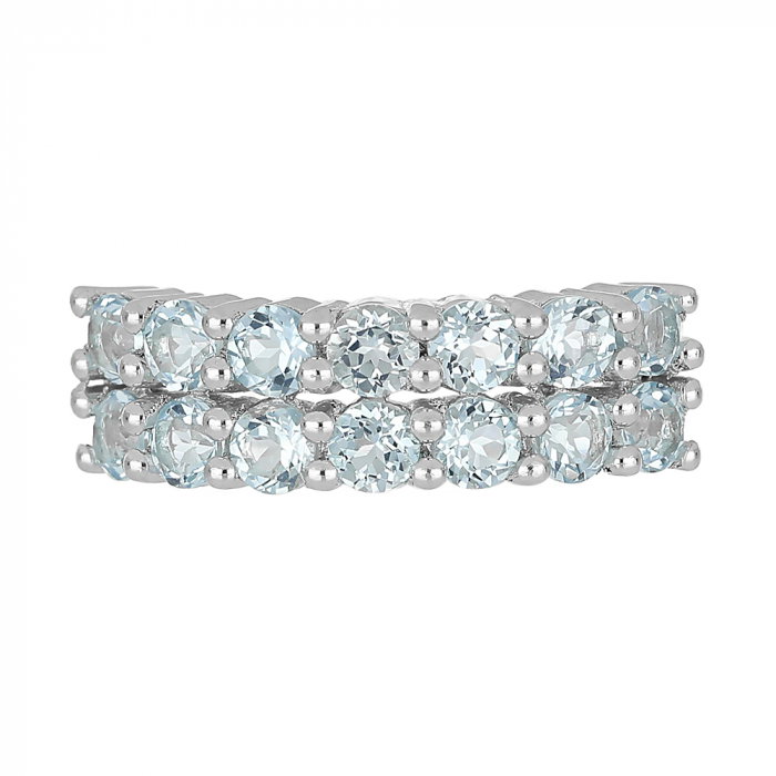 Inel argint Eternity cu 2 randuri de pietre topaz cer albastru - IVA0103 [3]