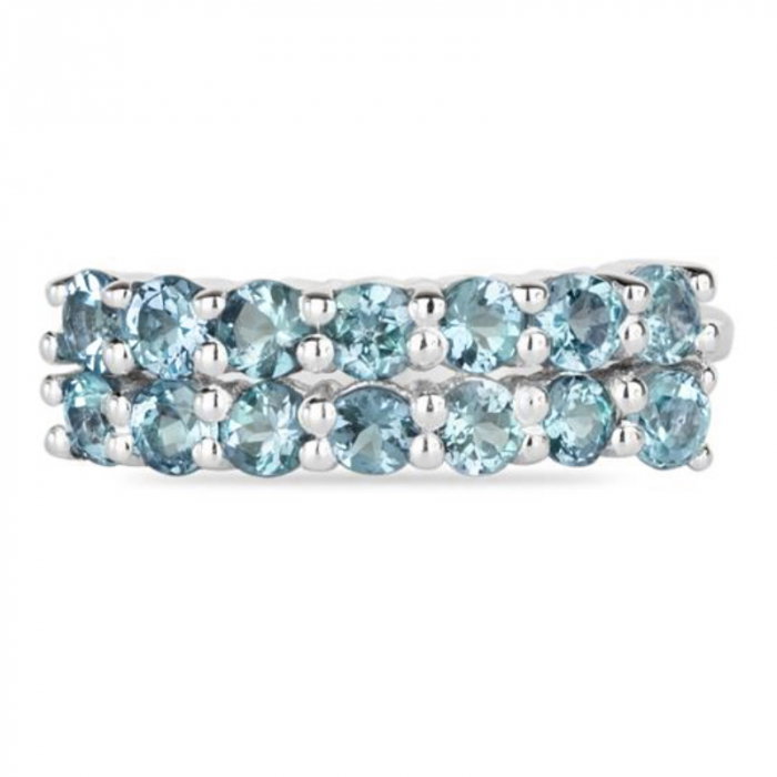 Inel argint Eternity cu 2 randuri de pietre topaz cer albastru - IVA0103 [7]