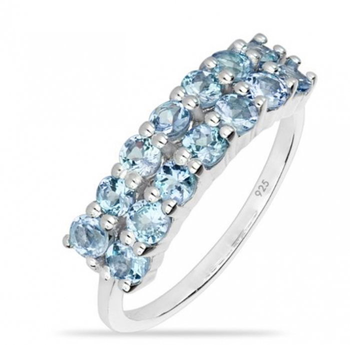 Inel argint Eternity cu 2 randuri de pietre topaz cer albastru - IVA0103 [6]