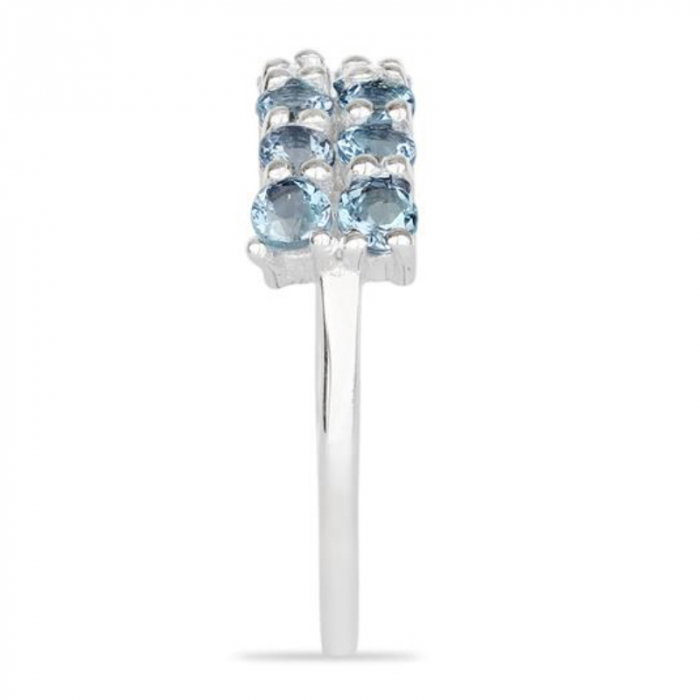 Inel argint Eternity cu 2 randuri de pietre topaz cer albastru - IVA0103 [9]