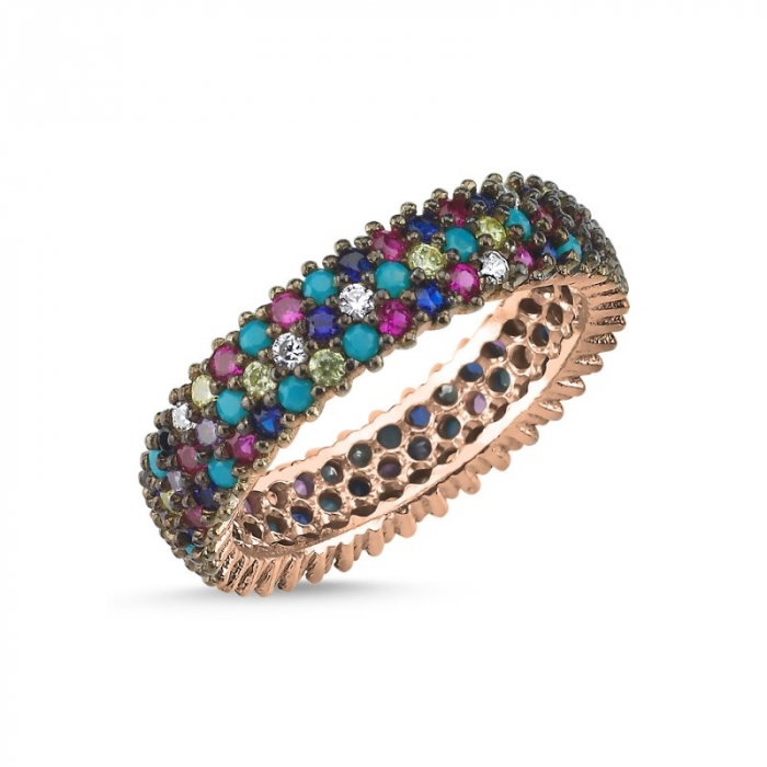 Inel argint Eternity cu 3 randuri de zirconii mixte [2]