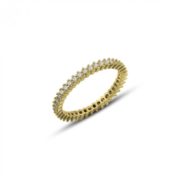 Inel argint Eternity cu zirconii, placat cu aur [1]