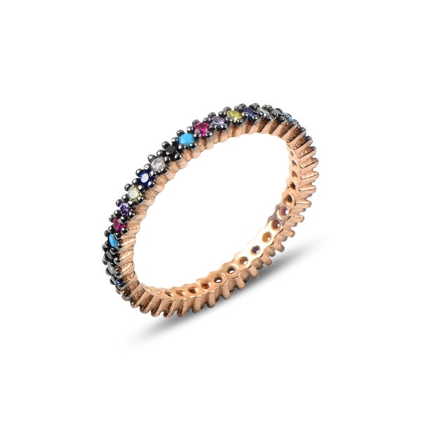 Inel argint Eternity cu zirconii multicolore, placat cu aur roz - ITU0230 [1]