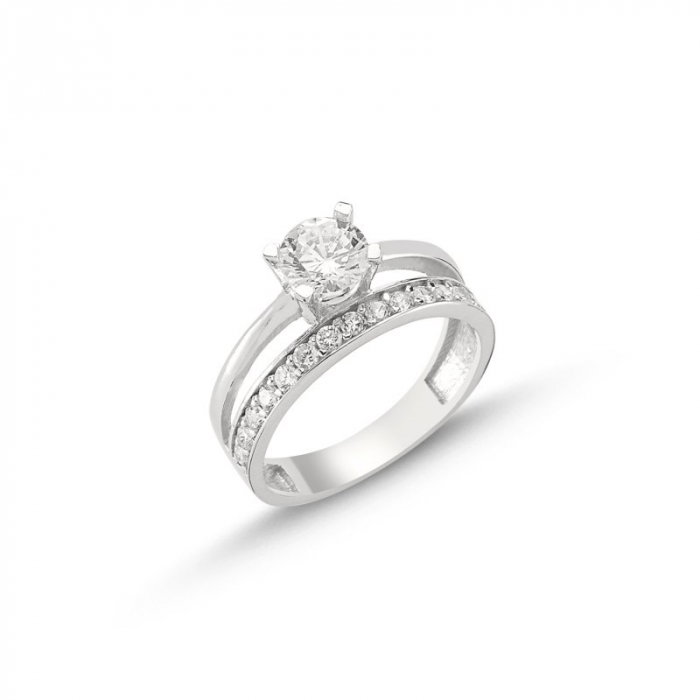 Inel argint Eternity & Solitaire cu un rand de zirconii [2]