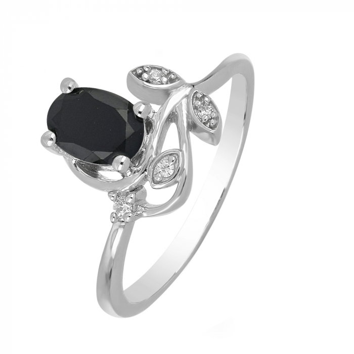 Inel argint floare cu onix si cristale de zirconiu alb - IVA0091 [1]
