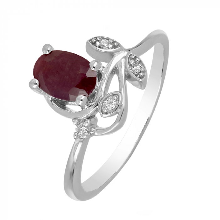 Inel argint floare cu rubin si zirconiu alb - IVA0092 [1]