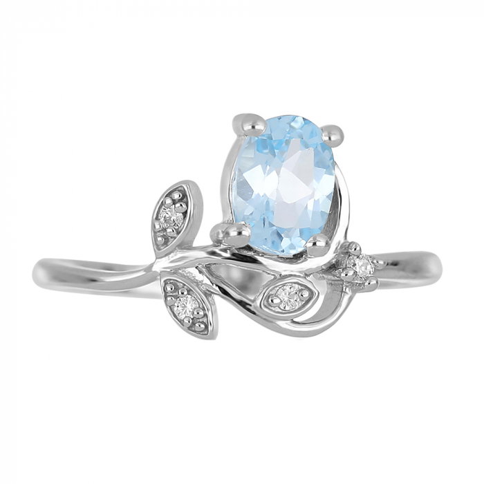 Inel argint floare cu topaz si cristale de zirconiu alb - IVA0093 [3]