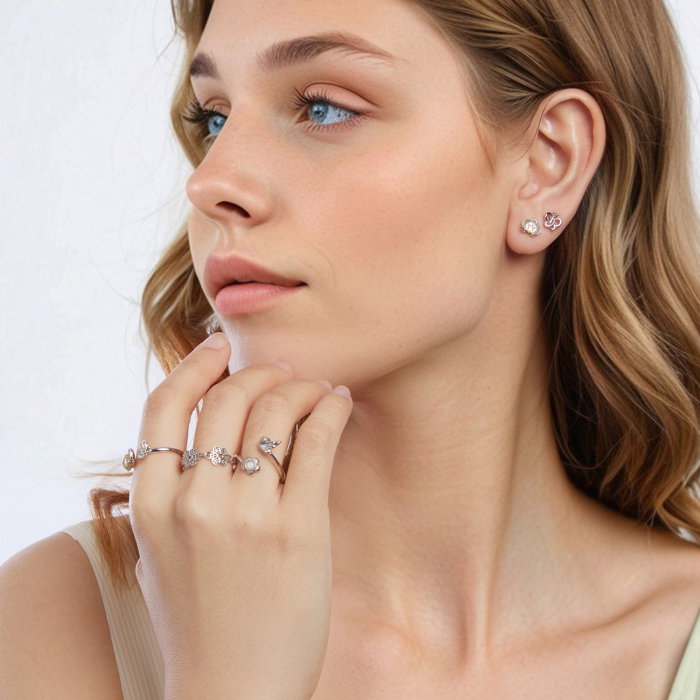 Inel argint Floare si Pasare [13]