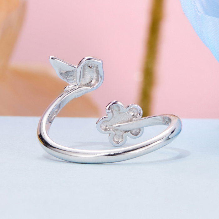 Inel argint Floare si Pasare [11]