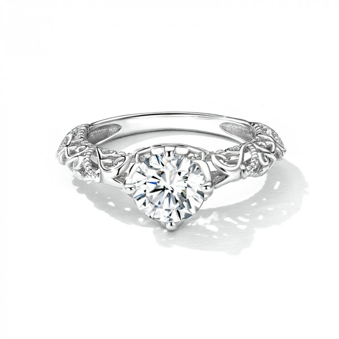 Inel argint floral cu zirconiu [3]