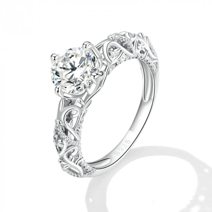 Inel argint floral cu zirconiu [2]