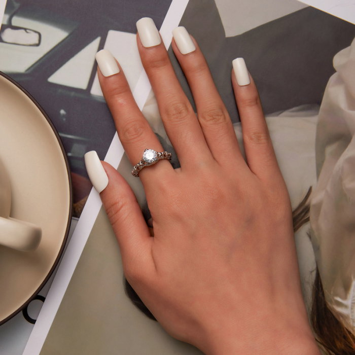 Inel argint floral cu zirconiu [6]