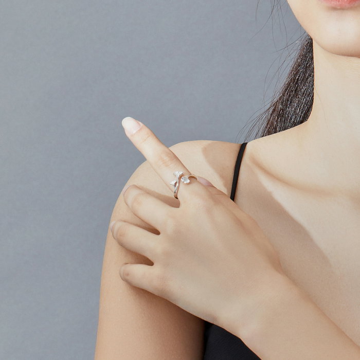 Inel argint Ginkgo Biloba [4]