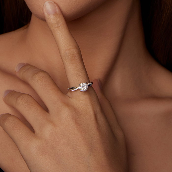 Inel argint impletit cu Moissanit si Zirconii [3]