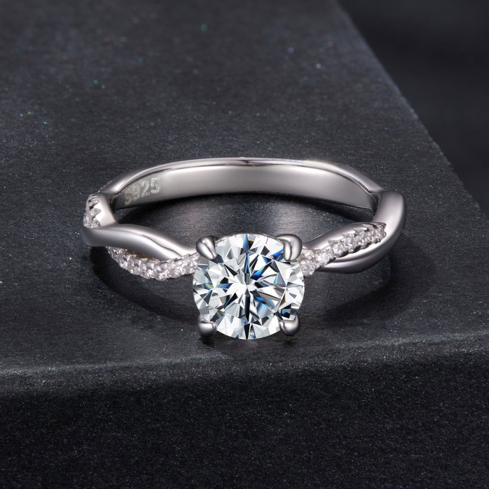 Inel argint impletit cu Moissanit si Zirconii [6]