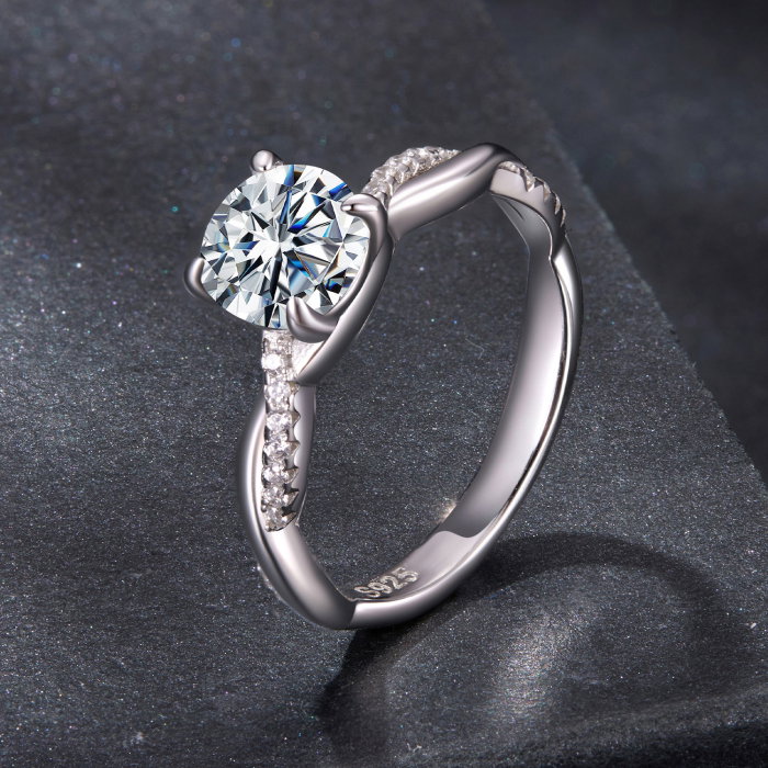 Inel argint impletit cu Moissanit si Zirconii [4]