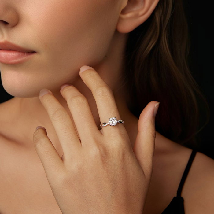 Inel argint impletit cu Moissanit si Zirconii [5]