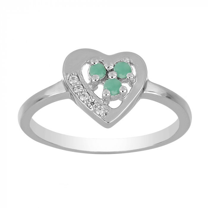 Inel argint inima cu 3 pietre de Smarald (Emerald) - IVA0107 [2]