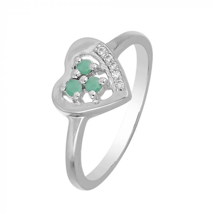 Inel argint inima cu 3 pietre de Smarald (Emerald) - IVA0107 [1]