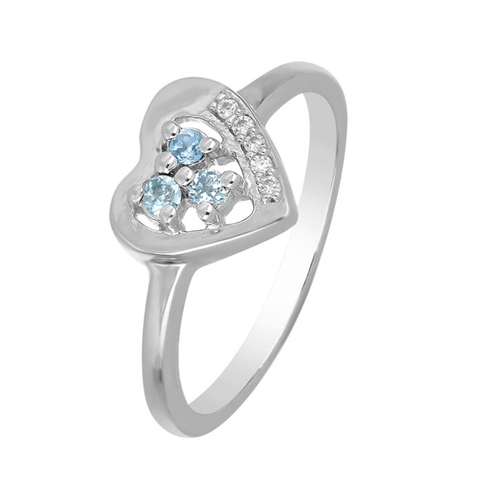 Inel argint inima cu 3 pietre de topaz - IVA0109 [1]